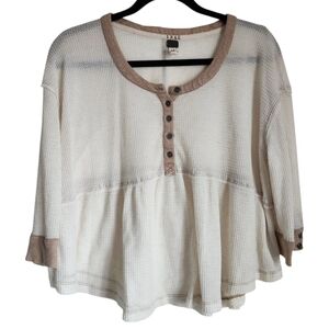 Free People Waffle Knit Peplum Henley